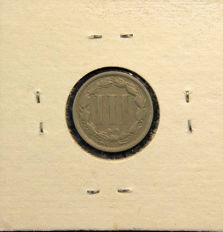 1865 3 CENT NICKEL FULL LIBERTY VG
