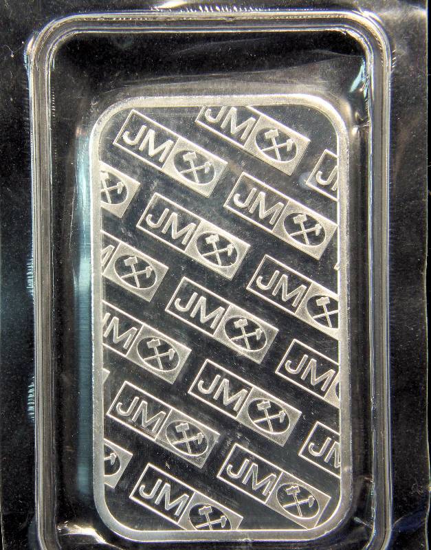 1 TROY OZ. .999 FINE SILVER JM JOHNSON MATTHEY BAR