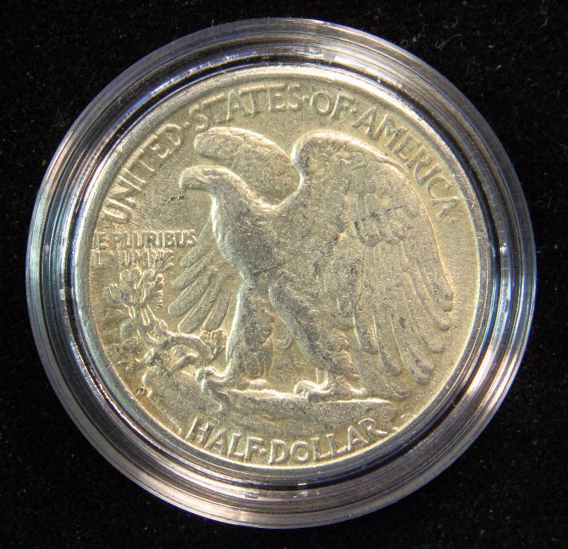 1945-D WALKING LIBERTY SILVER HALF DOLLAR VF IN AIRTITE HOLDER