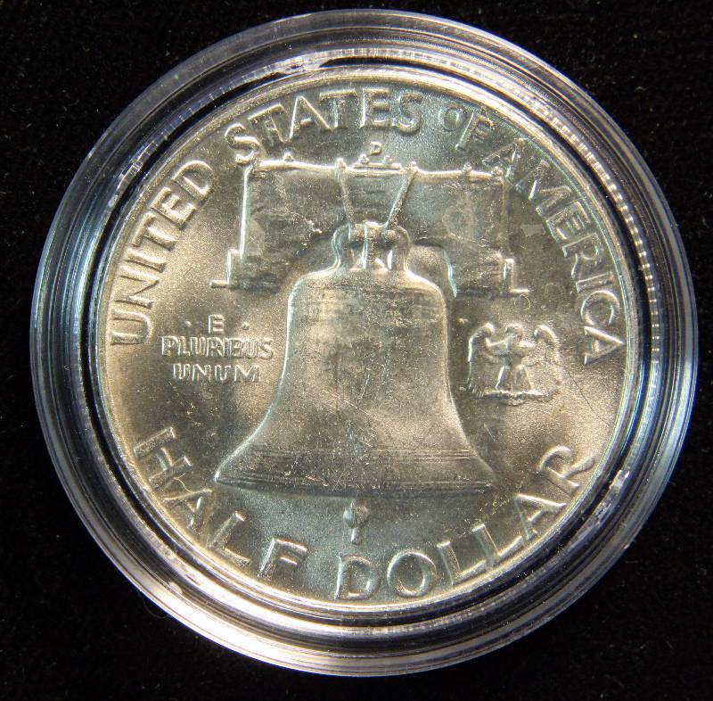 1960 FRANKLIN SILVER HALF DOLLAR AU IN AIRTITE HOLDER