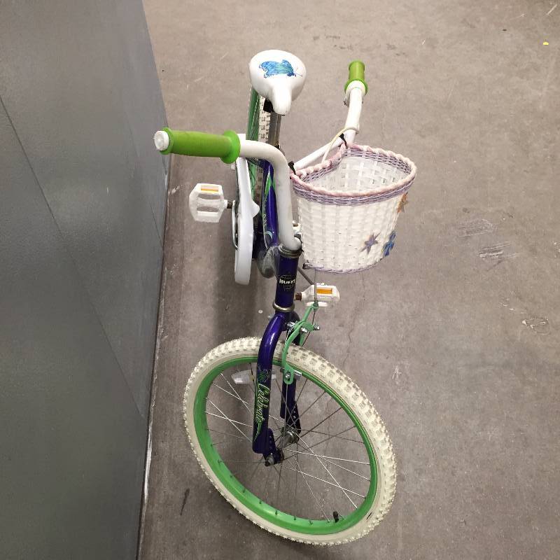 lot 60 image: Purple & Spring Green Girl Power  Girls Huffy Butterfly Celebrate Bike Bicycle with Basket