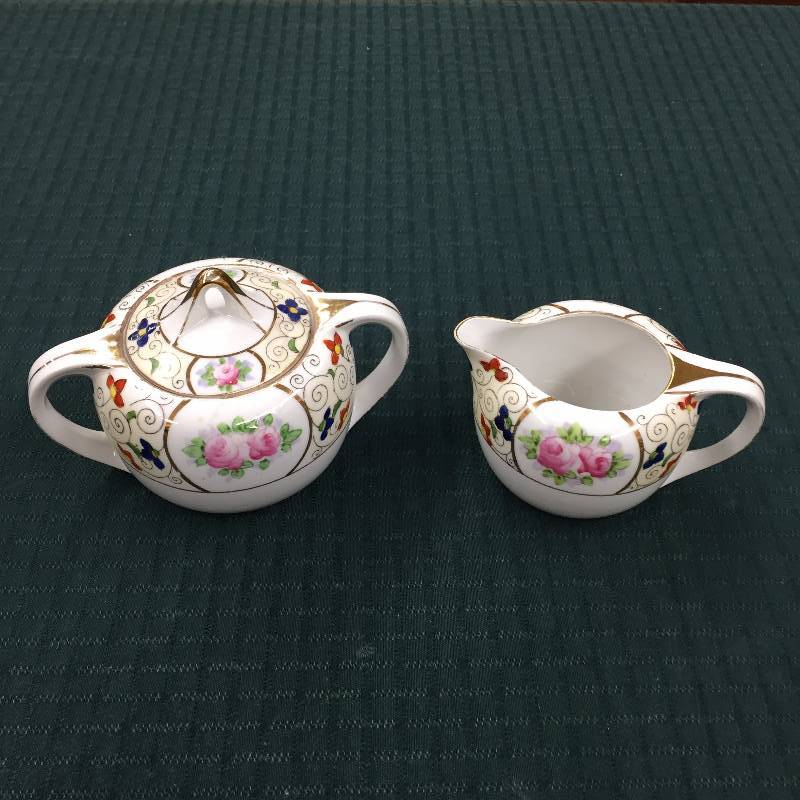 lot 107 image: Noritake Rose Sugar Bowl & Creamer - Excellent
