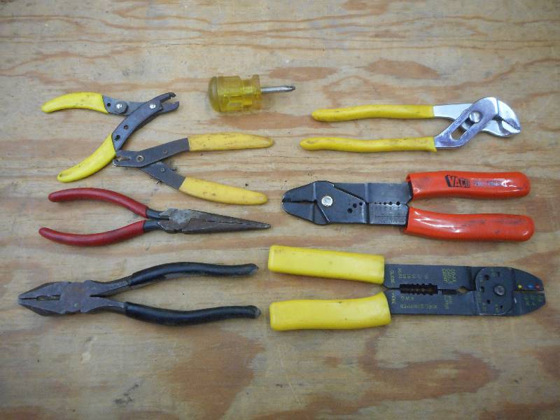 lot 74 image: Lot Of Assorted Pliers, Snips, Stri...