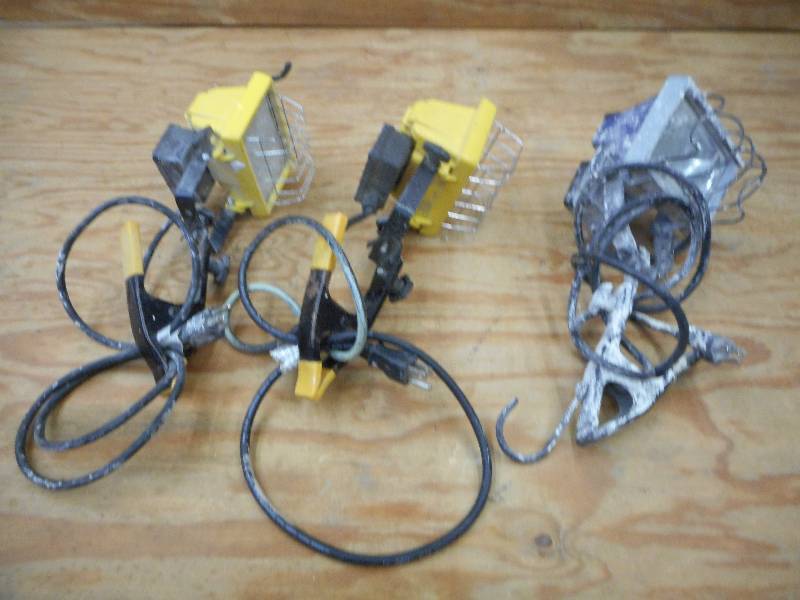 lot 85 image: (3) Clamp-On 120Volt Work Lights ...