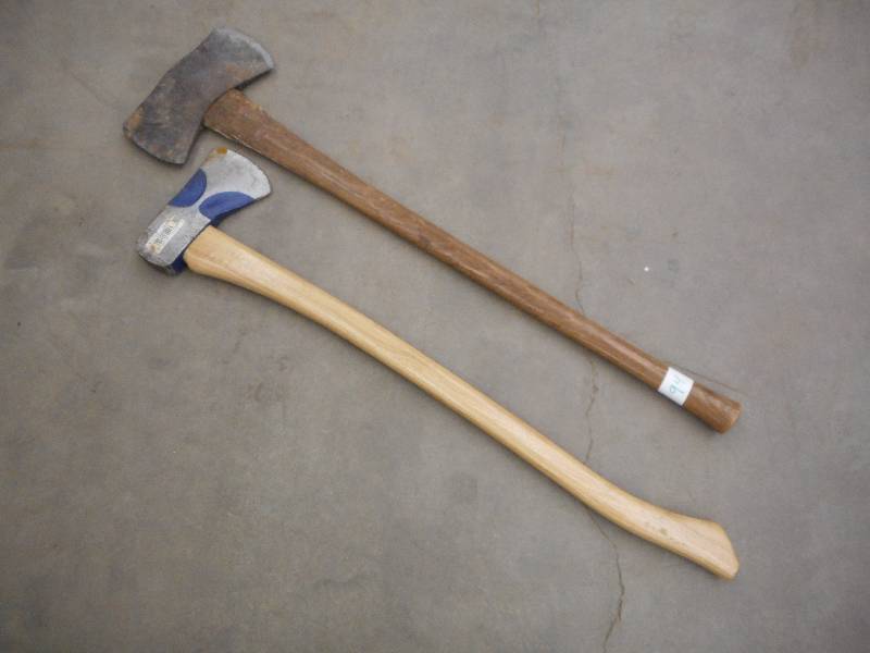 lot 94 image: (2) Wood-Handle Axes ...