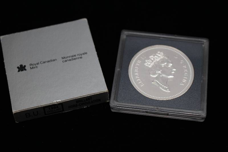 1994 Canadian BU Silver Dollar in mint packaging