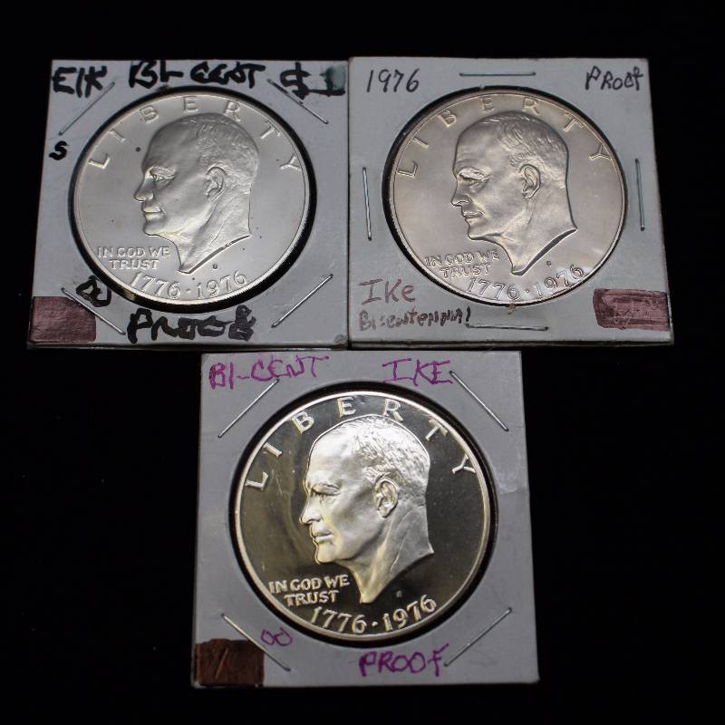 Lot of (3) Eisenhower Becentennial Silver Dollar Proof