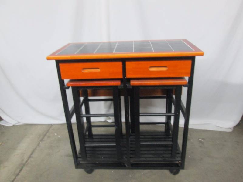 Stowaway Table and Stools Set - CherryBlack