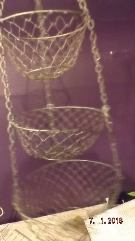 lot 95 image: Hanging Metal Fruit Baskets & Plastic Coated Tray