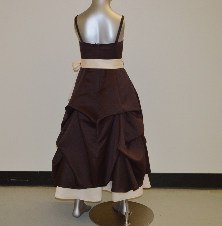 lot 101 image: Chocolate Brown over Peachy Cream Flower Girl Dress