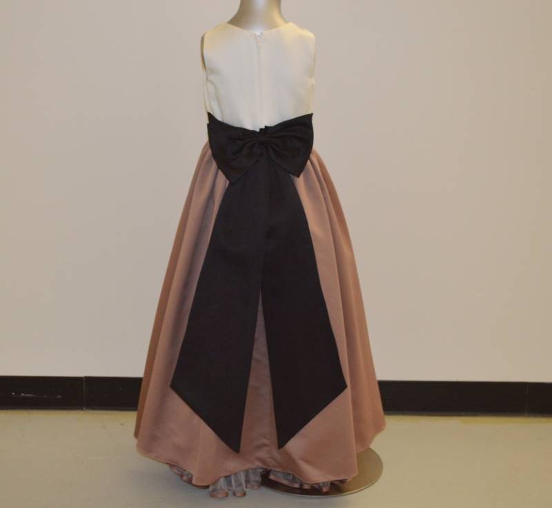 lot 103 image: Creamy Ivory and Light Brown Flower Girl Dress