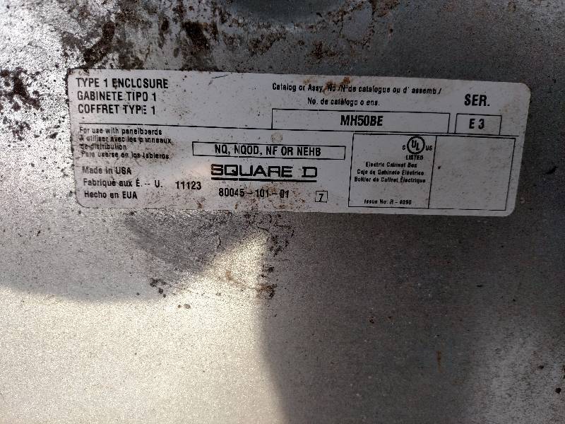 Square D Model MH50BE Type 1 Electrical Enclosure