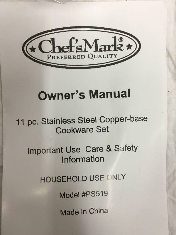 Chefs Mark 11pc Stainless wCopper Base Cookware retail $170