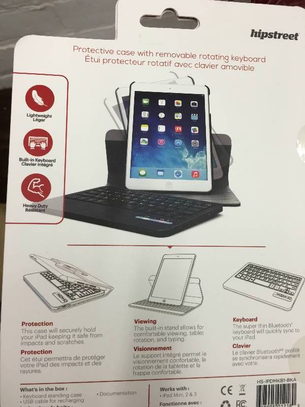 Hipstreet Case w Bluetooth Keyboard for iPad mini retail $84