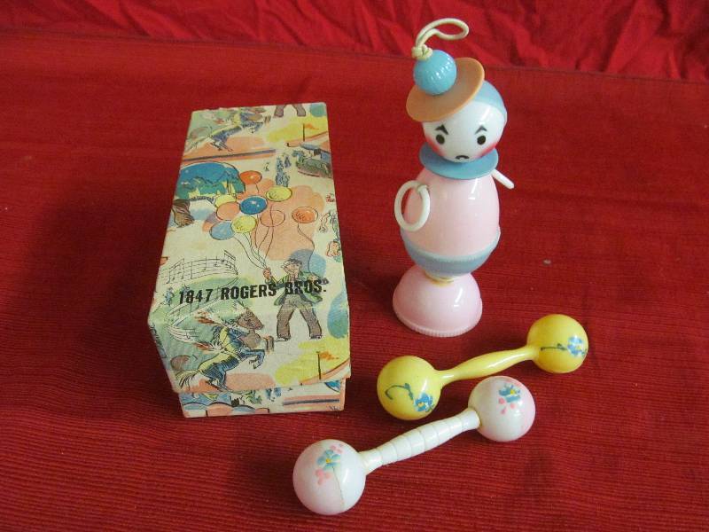lot 32 image: vintage baby rattles