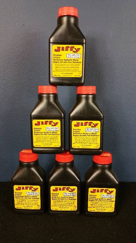 lot 58 image: Group of (6) Jiffy Premium 2-Cycle Synthetic Oil