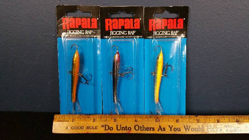 lot 108 image: Group of (3) Rapala Jigging Raps