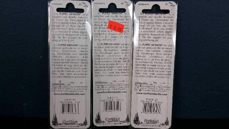 lot 123 image: Group of (3) Northland Puppet Minnows