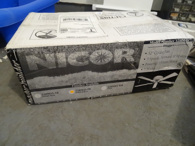 Nicor Model 52hmas-pb Polish Brass Ceiling Fan 52