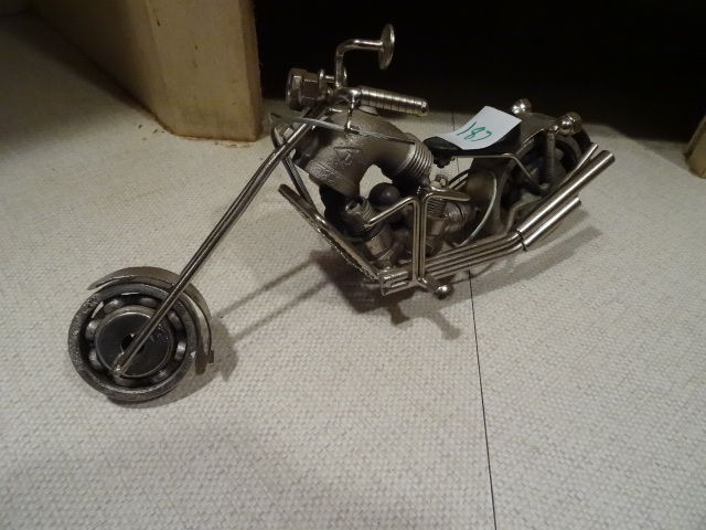 Motorcyle art decoration made from recyled parts