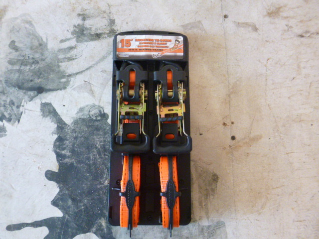 Pair of Erickson Blaze Orange Ratchet Tie-Down with J Hooks