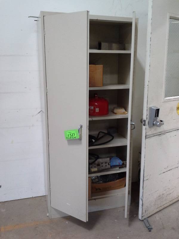 Metal cabinet with contents