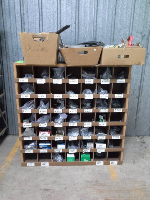 Cabinet was sorted nuts and bolts, miscellaneous items