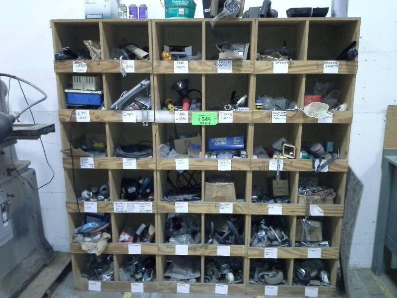Miscellaneous shelving with contents
