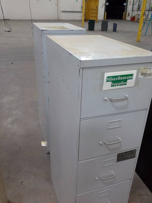 Pair of gray filing cabinets