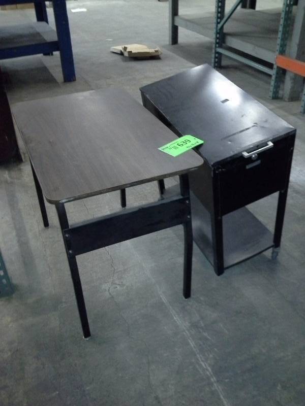 Table and rolling file cabinet