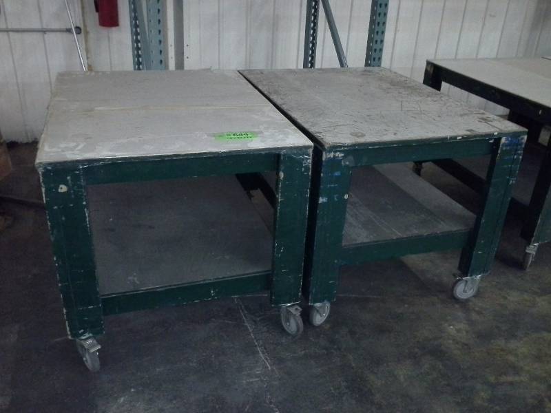 Pair of rolling tables, wooden