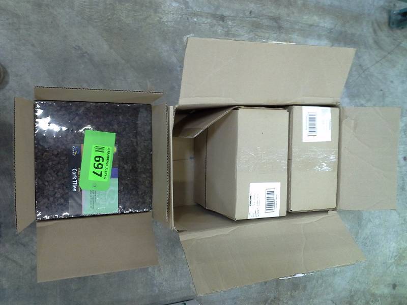 (3) cork tile boxes, approximately 12 in total