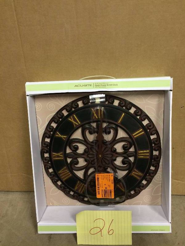 Accurite Open Scroll Slate Clock New