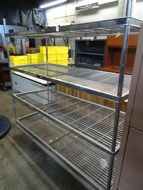 Wire Shelf Mounted on 4 Wheel Cart