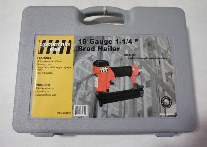 lot 16 image: Construction Zone 61832 18-Gauge Brad Nailer 1-14-Inch