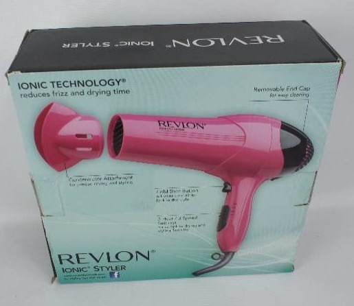 lot 57 image: Revlon RV474 1875W Frizz Control Hair Dryer, Pearlized Pink with Black Spray