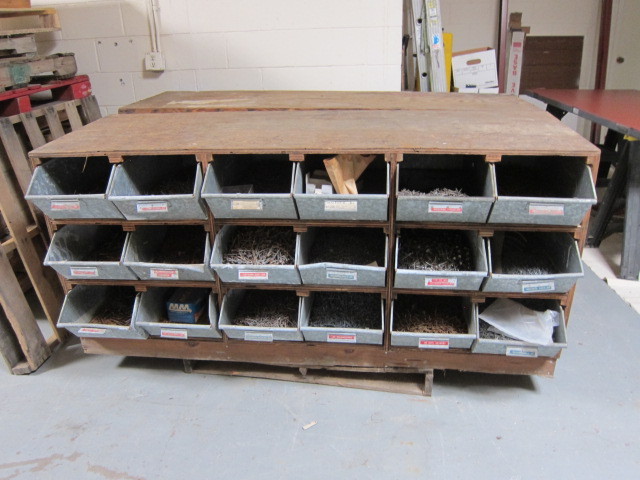 Parts Cabinets with Bins and Contents