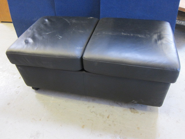 Black Faux Leather Deeply Padded Blanket Storage Bench
