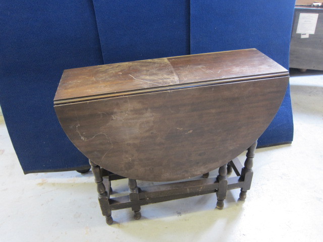 Dark Finish All Wood Vintage Gateleg Table
