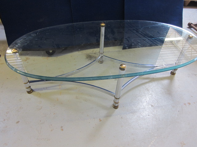 Oval Beveled Glass Coffee Table
