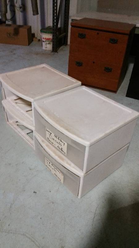 Office Chairs and Plastic Bins