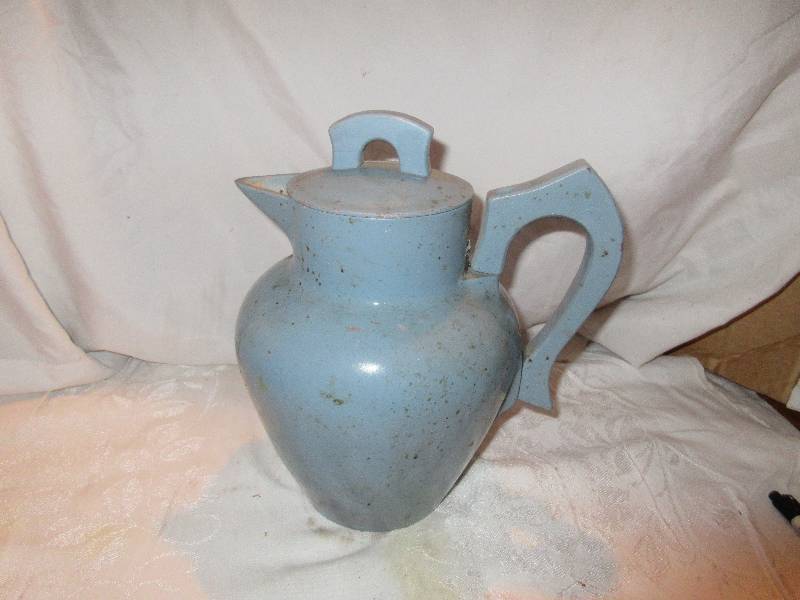 vintage painted aluminum pitcher