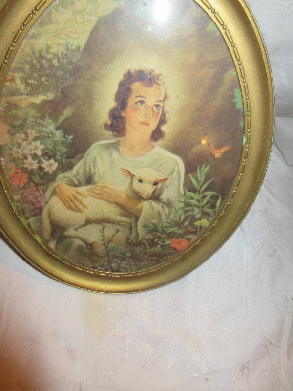 vintage women and lamb picture