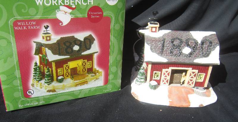 Santas Workbench Willow Walk Farm Christmas House with Box - Collectible Victorian Series