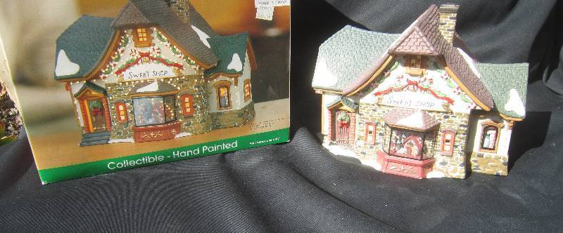 Sweet Shop - Porcelain Fiber Optic Christmas House with Box - Collectible Hand Painted