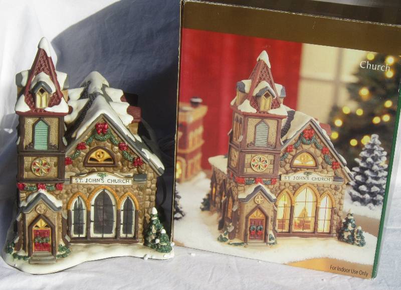 Collectible Christmas Lighted House - Village Square - St. Johns Church