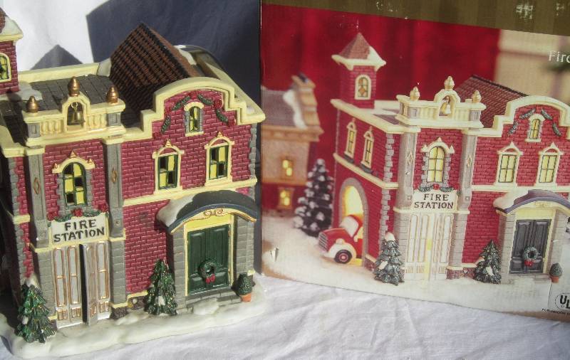 Collectible Christmas Lighted House - Village Square - Fire Station