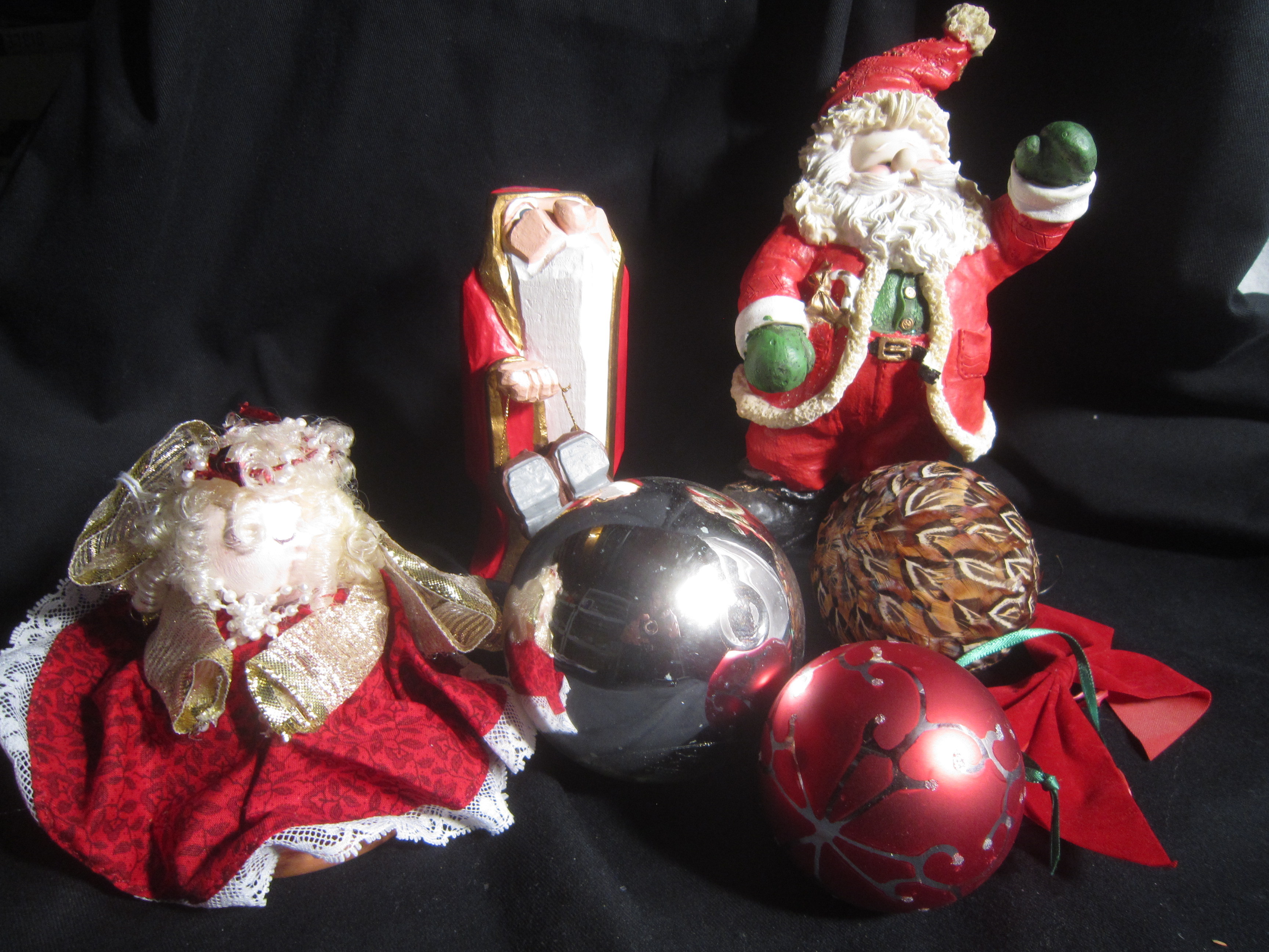 Christmas Lot - Hand Carved Santa Nowicki and Santa Figurine, ETC