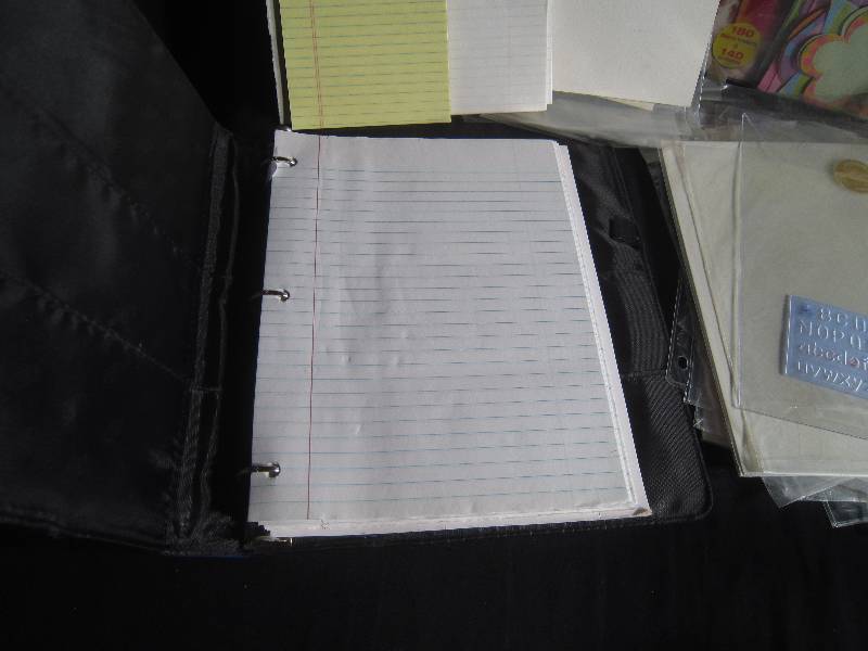 LOT - Case-It Binder with Paper, Misc Paper and Note Pads, Plastic Covers for Comics, Clip Board, ETC