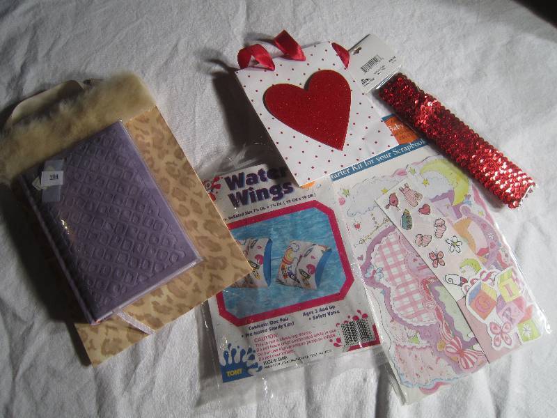 LOT - NEW Baby Girl Scrapbook Starter Kit, Water Wings, Gift Bags & Journal